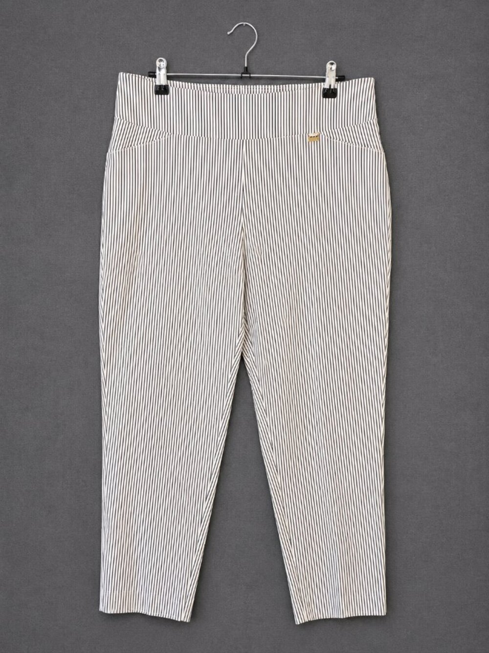 Anne Klein Pull-On Pinstripe Ankle Pants 1X Black White